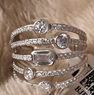 White Cubic Zirconia Rhodium over Sterling Silver.Ring,2.80ctw